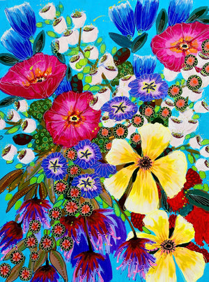 Bursts of Joy 3 - Original is: 30cm x 40cm Acrylic on fabriano paper