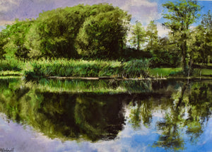 Lake Reflections - Original is 40cm x 30cm Watercolour and soft pastel on fabriano paper