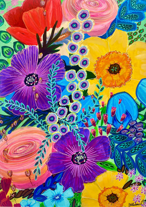 Bursts of Joy 4 - Original is: 30cm x 40cm Acrylic on fabriano paper