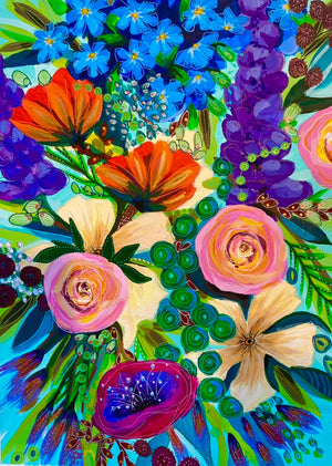 Bursts of Joy - Original is: 30cm x 40cm Acrylic on fabriano paper