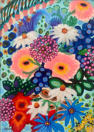 Bursts of Joy 5 - Original is: 30cm x 40cm Acrylic on fabriano paper