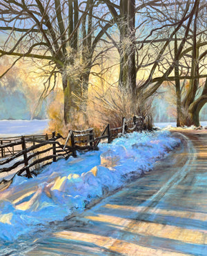 Dawn Winter Walk - 100cm x 120cm Mixed medium on canvas