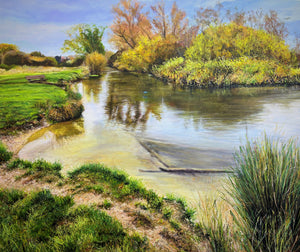 A Pause in the Day - 120cm x 100cm Acrylic, Oil and Oil pastel on canvas