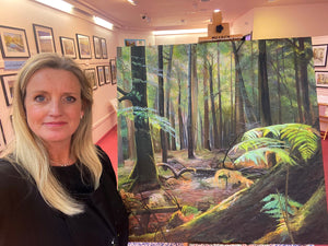 Forest Light - Original is: 100cm x 100cm Acrylic and oil pastel on canvas