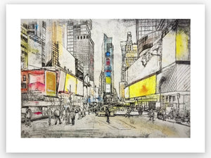 Times Square -Original is: 40cm x 30cm Mixed medium on fabriano paper