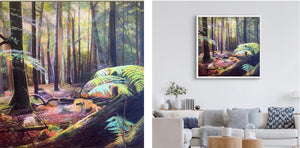 Forest Light - Original is: 100cm x 100cm Acrylic and oil pastel on canvas