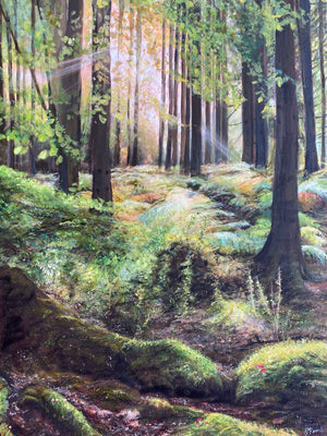 Magical Forest - Original is: 50cm x 70cm Acrylic and oil pastel on canvas