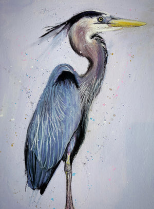 Heron - 30cm x 40cm, Acrylic and soft pastel on paper