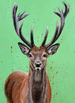 Stag - Original, 30cm x 40cm Acrylic and soft pastel on fabriano paper