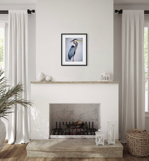 Heron - 30cm x 40cm, Acrylic and soft pastel on paper