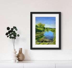 River Avon - Original is: Oil and oil pastel on fabriano paper