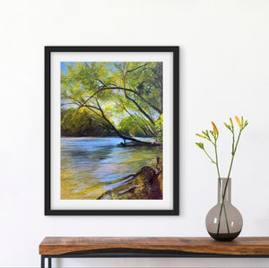 Lean into the Light - Original is: 50cm x 70cm oil  and oil pastel on canvas