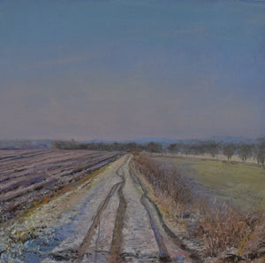 The Track - Original is: 25cm x 25cm Acrylic and soft pastel on fabriano paper