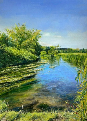 River Avon - Original is: Oil and oil pastel on fabriano paper