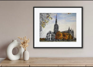 Salisbury Cathedral - Original is: Mixed medium on fabriano paper