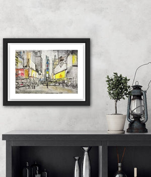 Times Square -Original is: 40cm x 30cm Mixed medium on fabriano paper